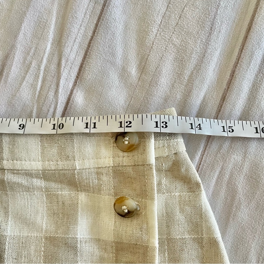 NWT Madewell Linen Skirt Women’s 4 Cream Tulip Wrap Mini Neutral Gingham Preppy - Picture 10 of 13